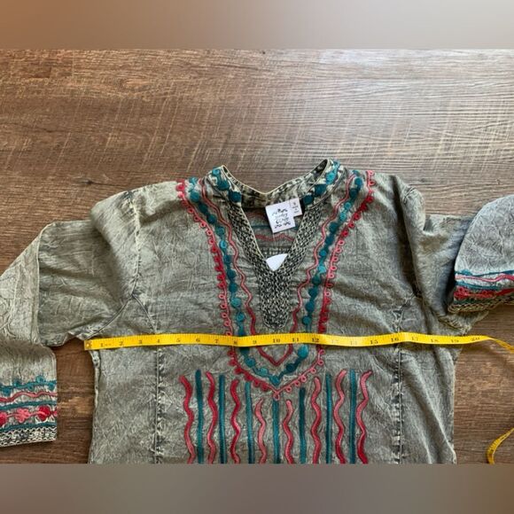 PARSLEY & SAGE embroidered tunic top blouse boho chic grey teal red sz S NWT - Picture 11 of 15